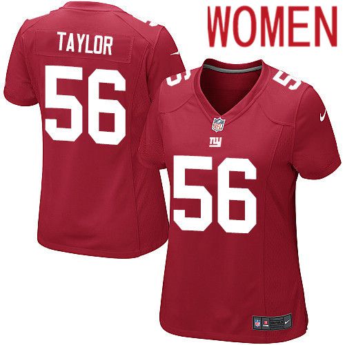 Women New York Giants 56 Lawrence Taylor Nike Red Game NFL Jersey